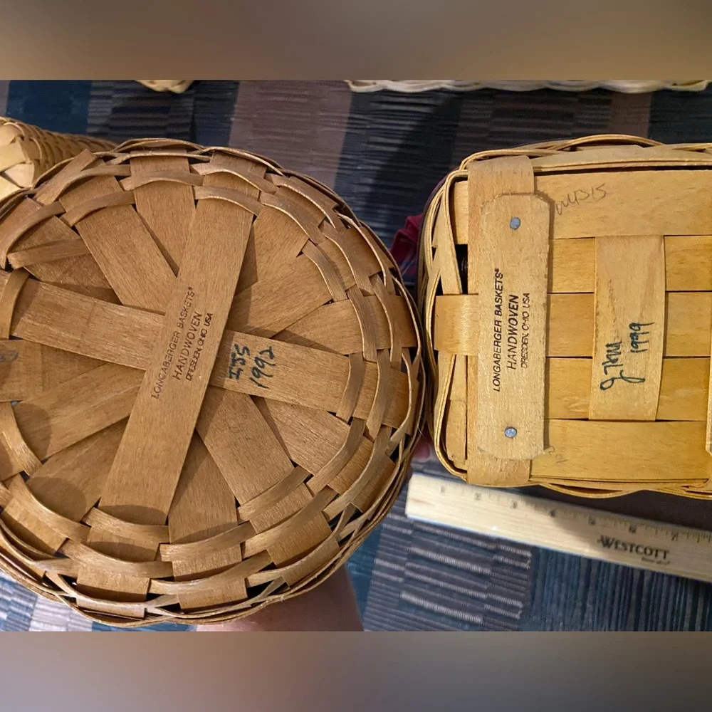 Vintage Longaberger baskets, lot of 5, Christmas collection, reds, 1992-2002